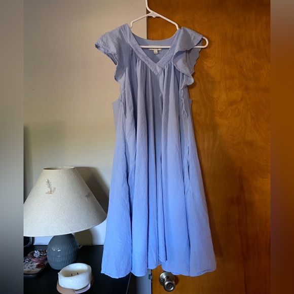 COS Ruffled Cap-Sleeve Dress - Blue - Picture 4 of 7